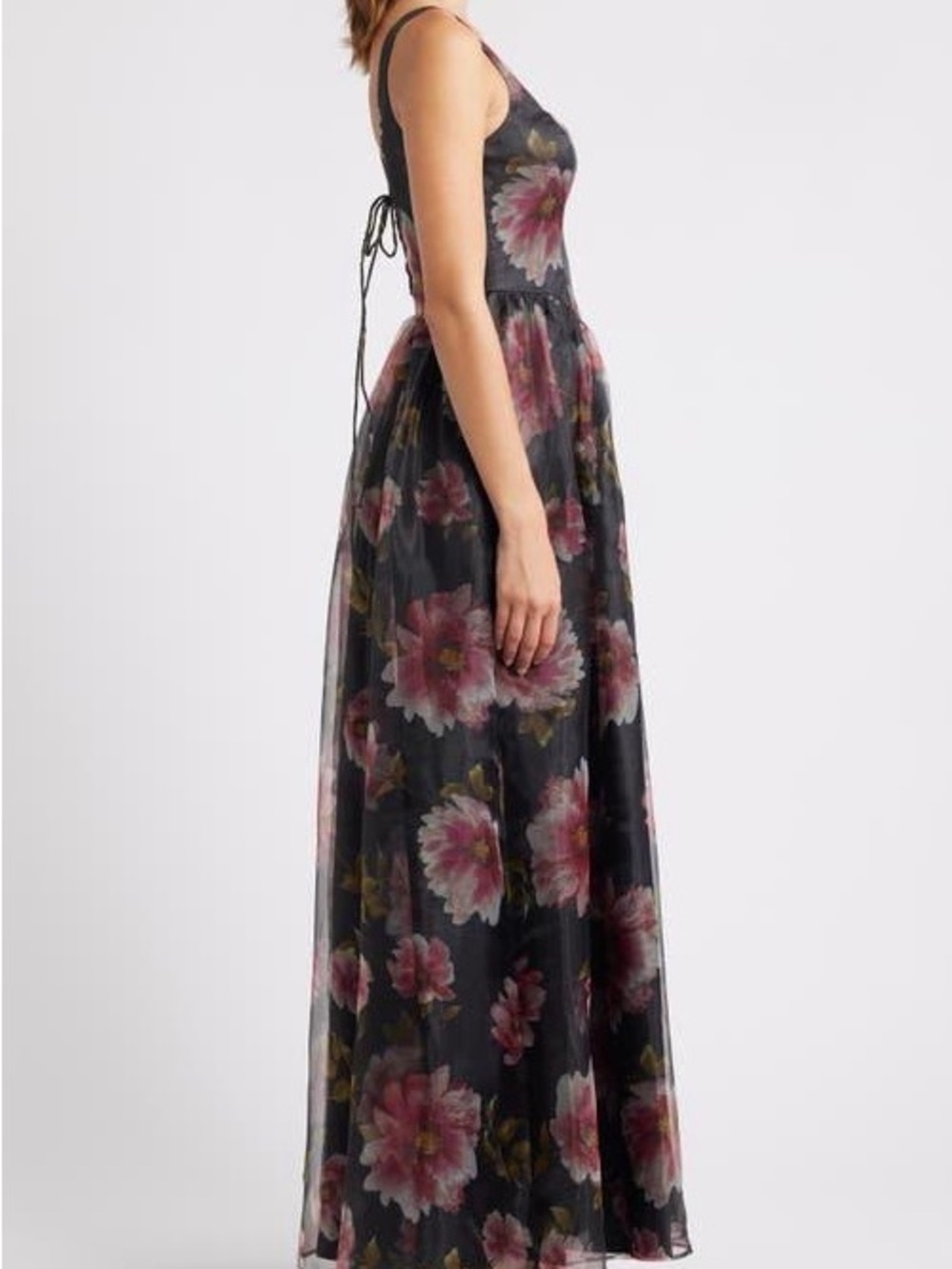 Lulu's Black Maxi Dress with Pink Floral Print - Picture 2 of 4